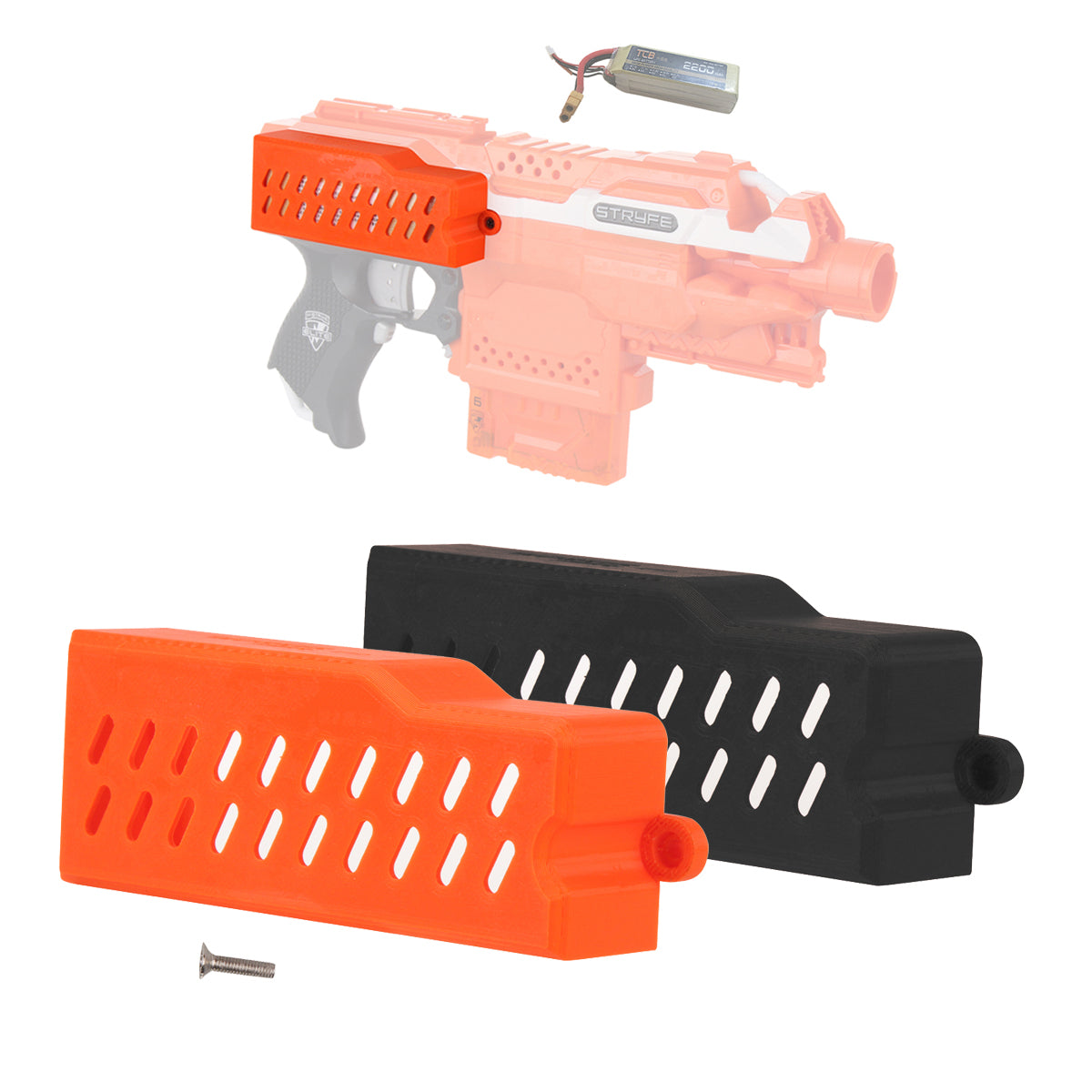 Worker Mod F10555 Extended LiPo Battery Cover Orange 3D Printed for Nerf Stryfe Modify Toy - BlasterMOD
