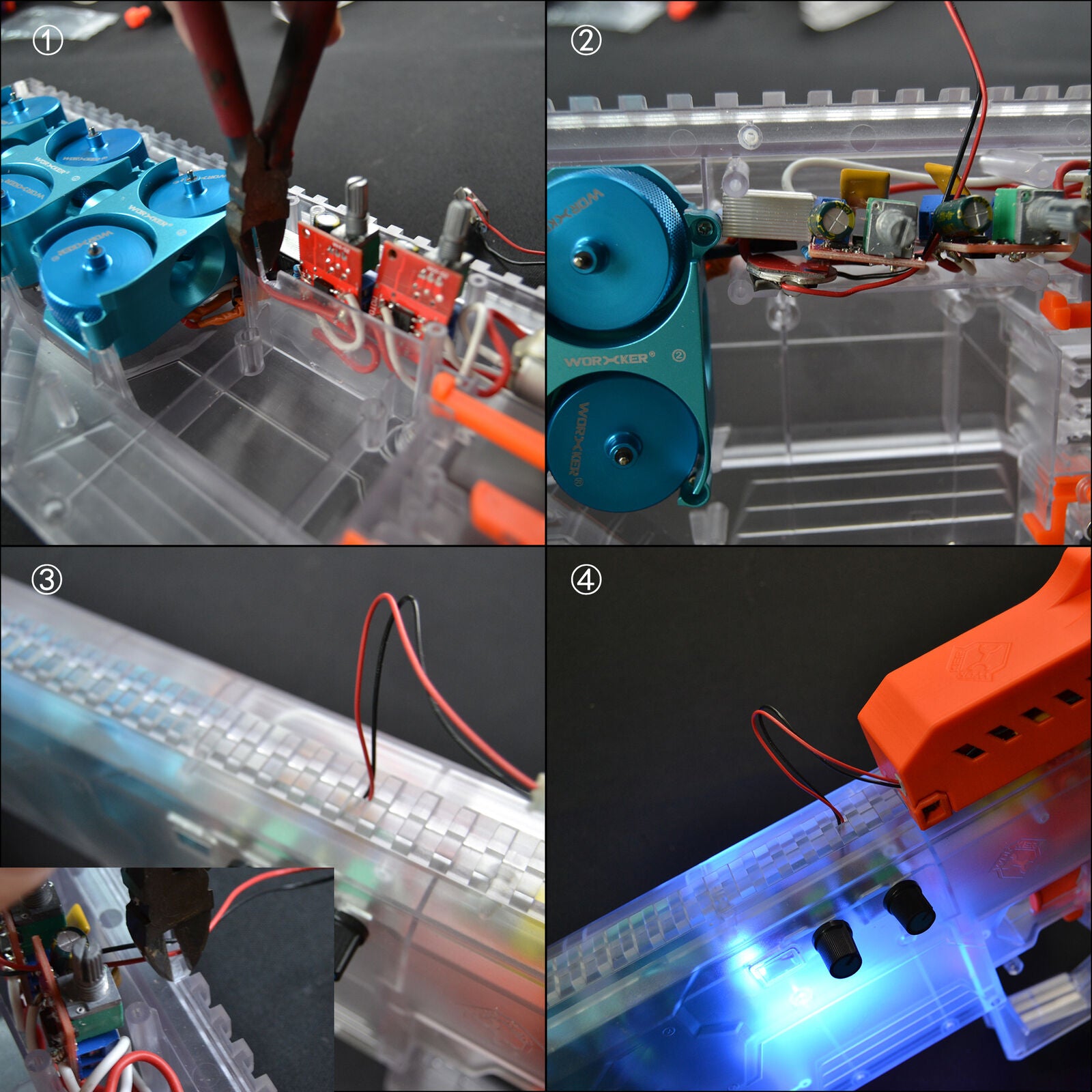 WORKER MOD luminous light Battery Cage Orange for Prophecy-R Blaster Nerf Modify Toy - worker nerf