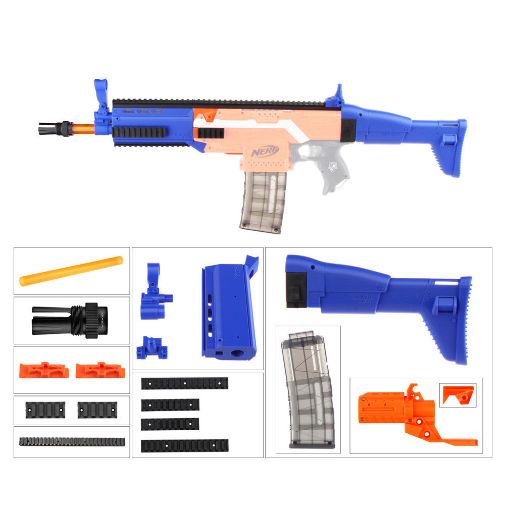 Beskrivelse Mysterium bekymre Worker Mod F10555 Imitation FN SCAR Combo 13Item Blue For Nerf Stryfe  Modify Toy - BlasterMOD
