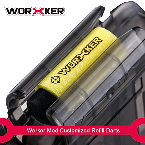 Worker Mod Upgrade Tube Kit with 12 darts Magazines Clip and 50pcs 36mm Darts for Nerf Retaliator Color Black - BlasterMOD