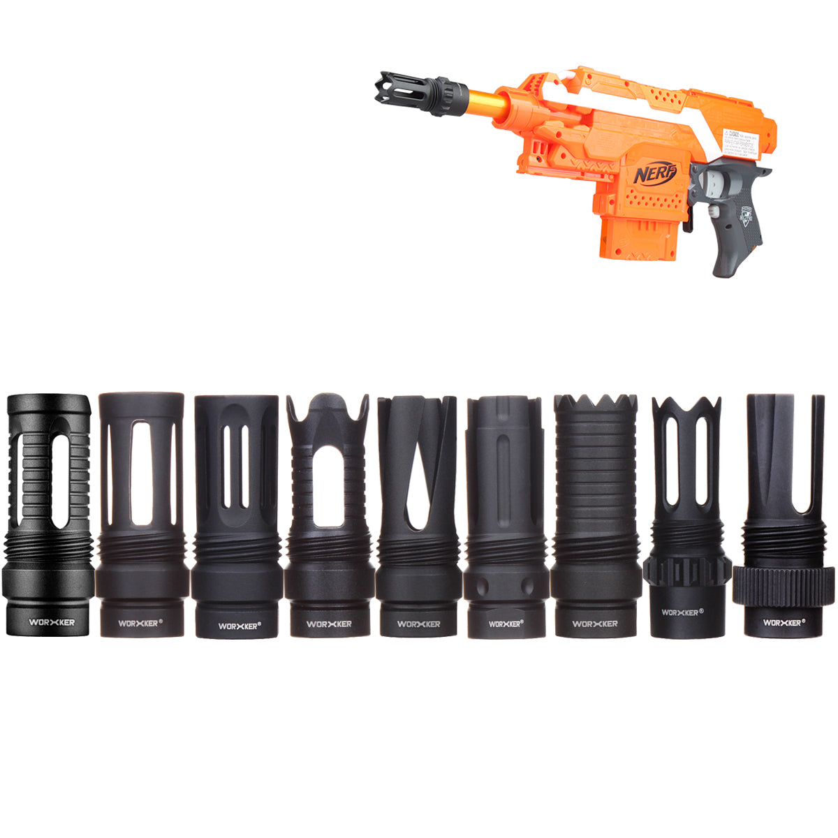 Worker Mod Flash Hider with Screw Thread Black for Barrel Tube Nerf Modify Toy - worker nerf