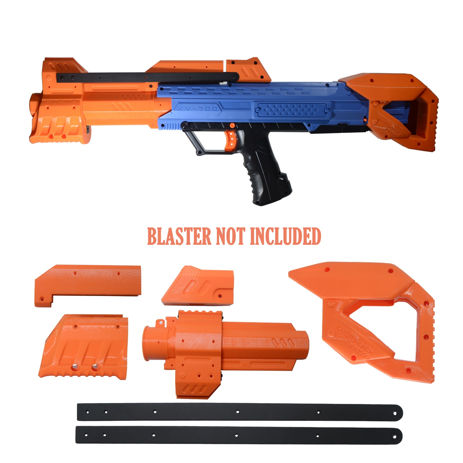 Worker Mod F10555 3D Printing Front Tube Pull-down Kit  and Shoulder Stock for Nerf Rival Apollo XV-700 - Orange - BlasterMOD