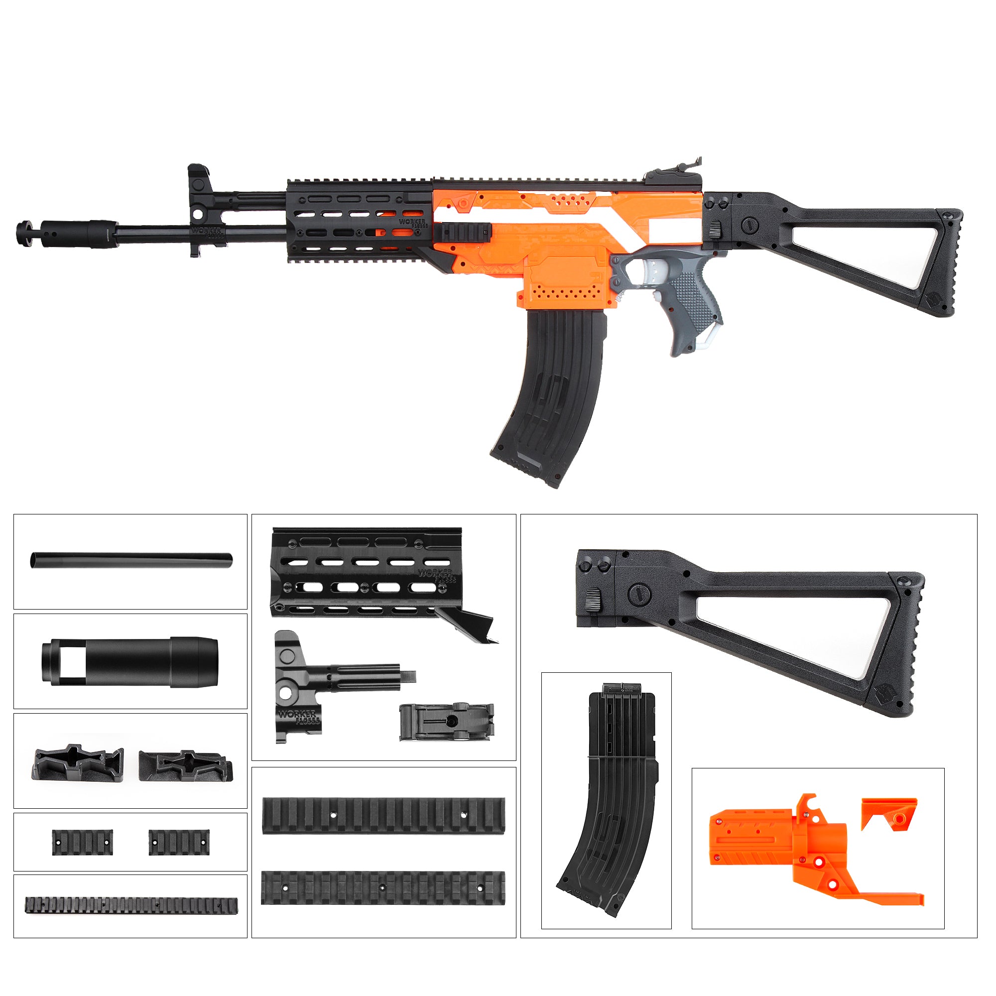 Worker F10555 AK-12 Imitation Kits No.153 A 3D Printed for Nerf Stryfe Modify Blaster - BlasterMOD