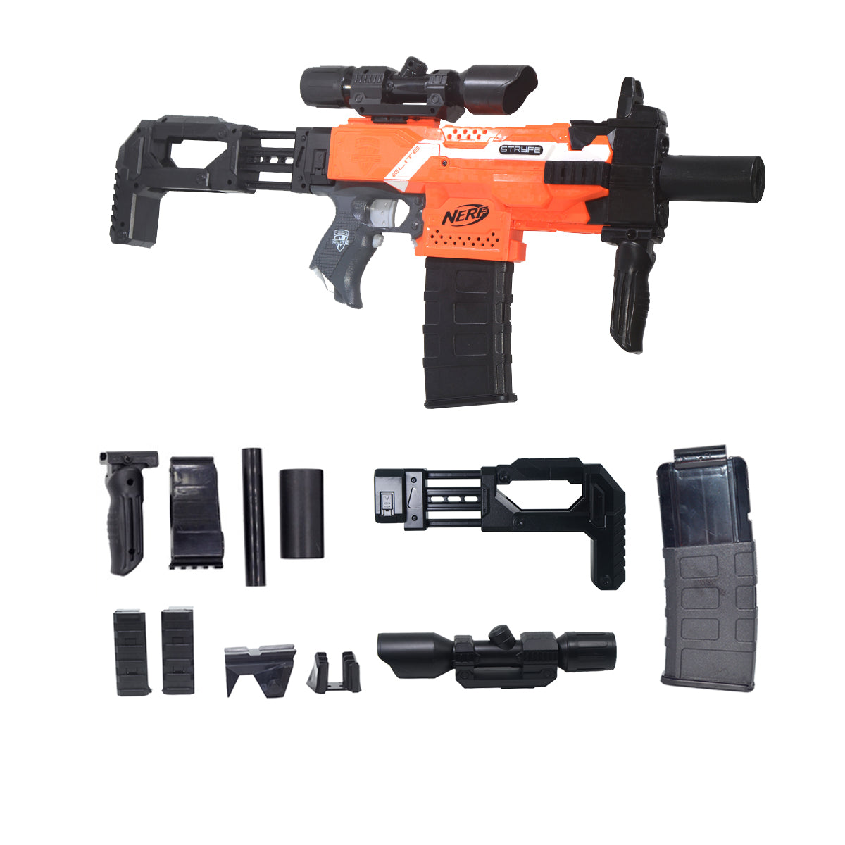 BlasterMod MP7 Imitation kits Model B Black Plastic Combo Item for Nerf Stryfe Modify Toy - worker nerf