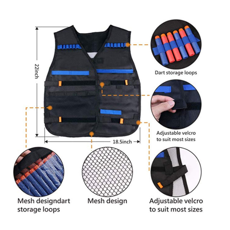 Tactical Vest Kit 2 Pack Boys Kits for Nerf Guns N-Strike Elite Series - BlasterMOD